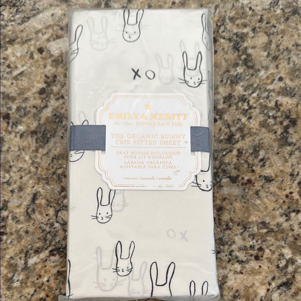 Pottery Barn Kids Organic Bunny Sheet in White and Black